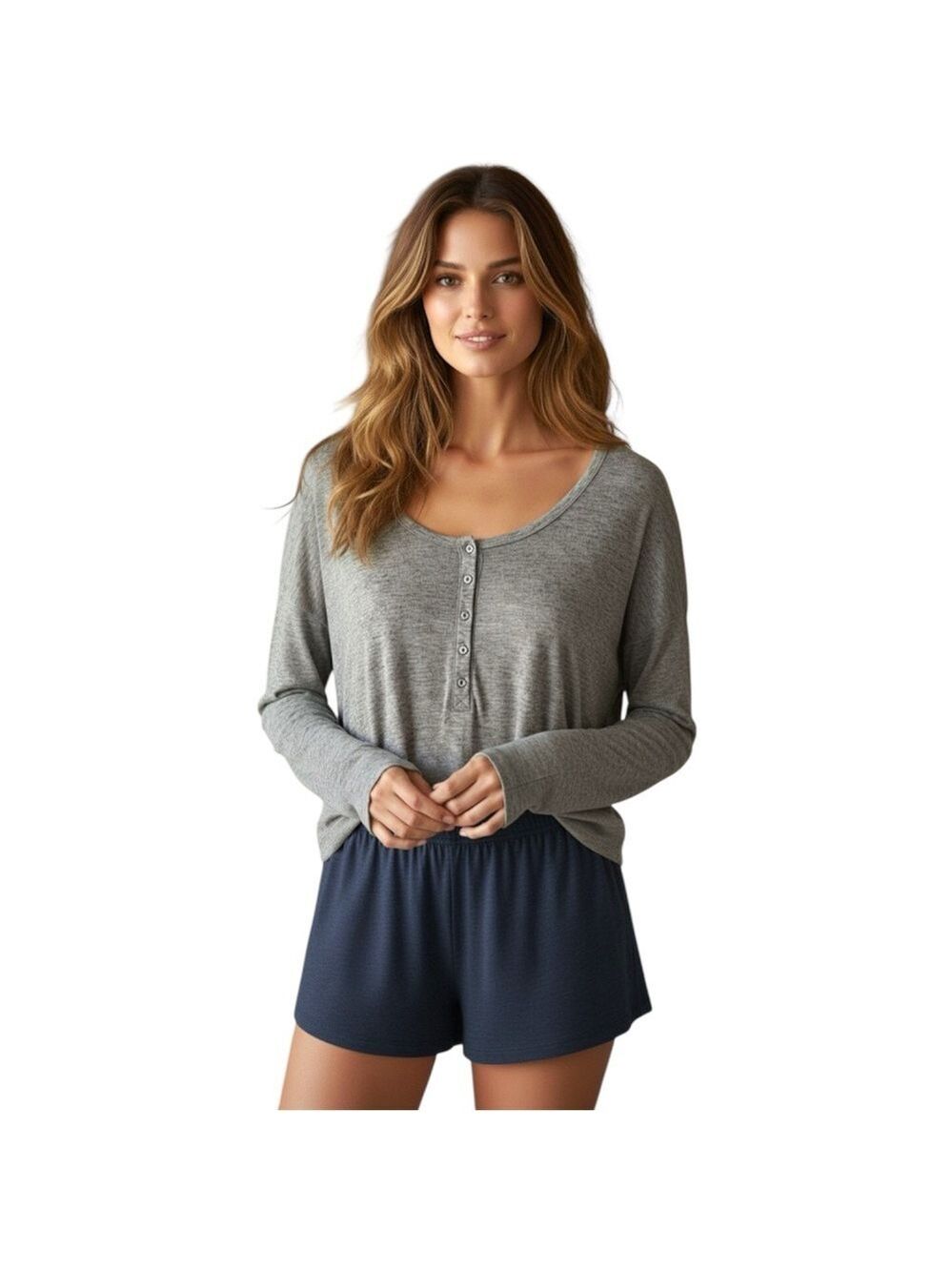 Victoria’s Secret Women’s Size M Grey Long Sleeve Henley Style Top